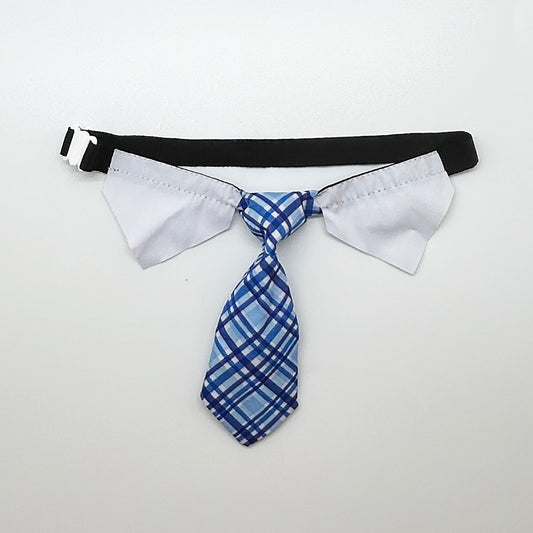 Shirt Collar Tie Blue Plaid