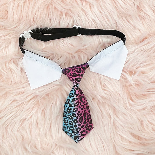 Shirt Collar Tie Rainbow Cheetah